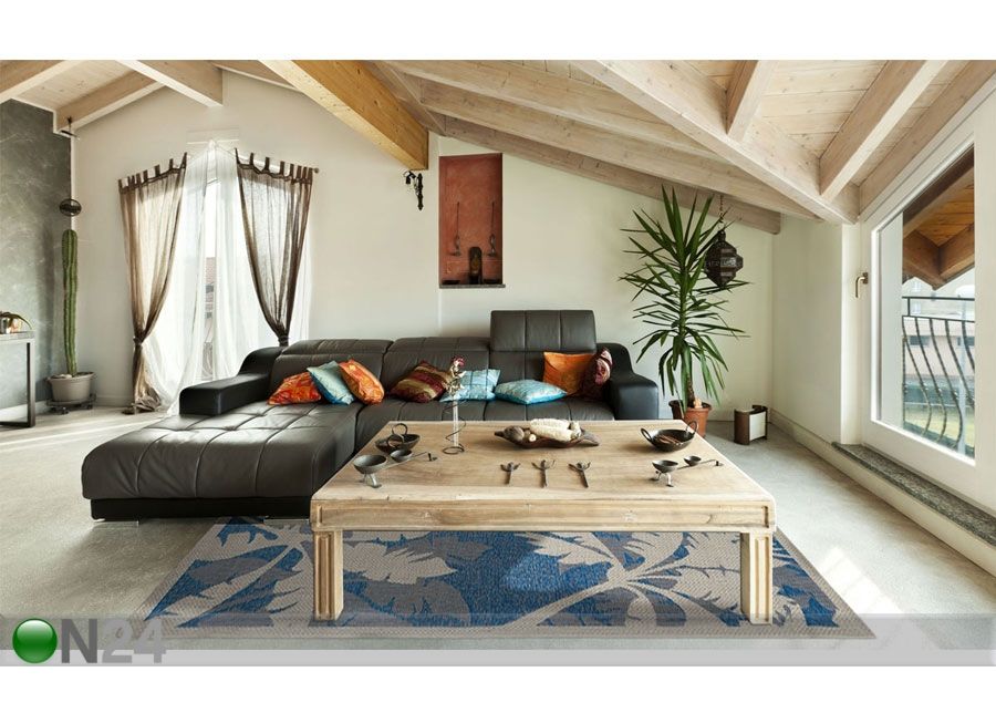 Matto Palms Blue 135x190 cm kuvasuurennos