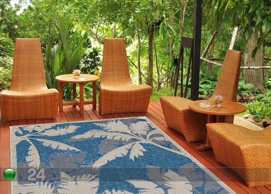 Matto Palms Blue 135x190 cm kuvasuurennos