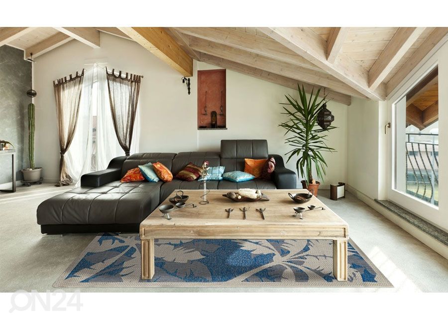 Matto Palms Blue 160x230 cm kuvasuurennos