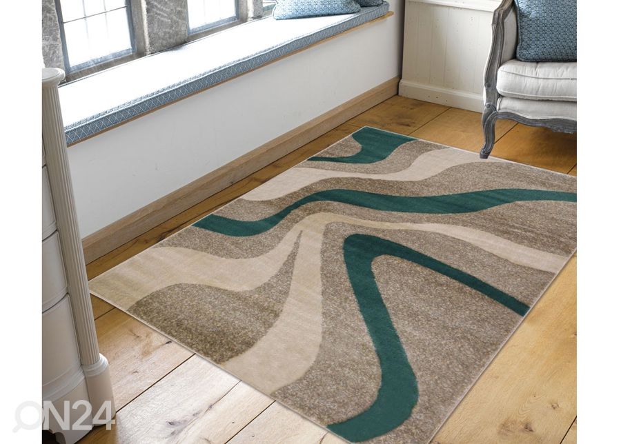 Matto Swirl Grey Aqua 180x270 cm kuvasuurennos