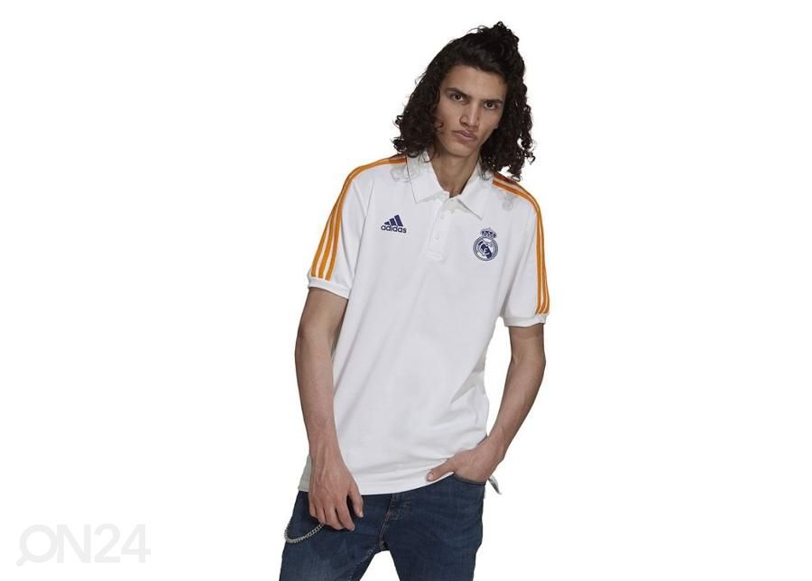 Miesten poolopaita Adidas Real Madrid 3 Stripes kuvasuurennos