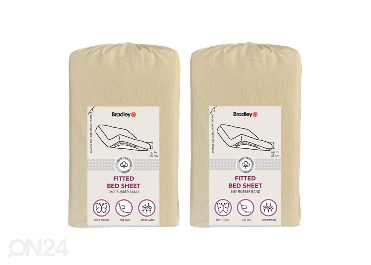 Muotoon ommeltu lakana Bradley 90x200x25 cm kangaspussissa, 2 kpl kuvasuurennos