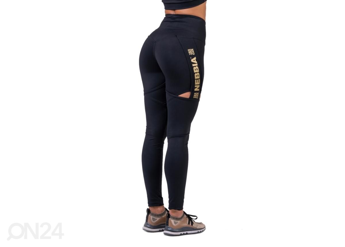 Naisten pitkät treenileggingsit Nebbia Honey Bunny 820, mustat, koko XS kuvasuurennos