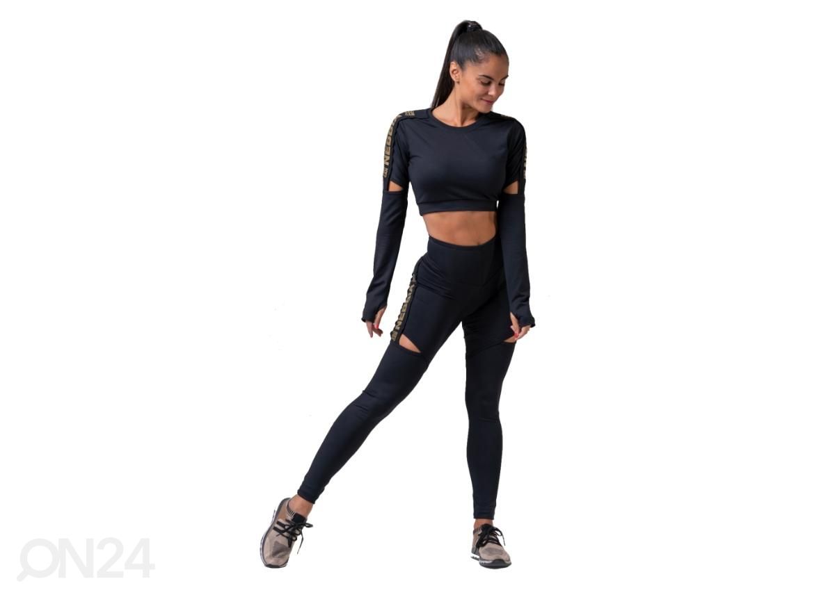 Naisten pitkät treenileggingsit Nebbia Honey Bunny 820, mustat, koko XS kuvasuurennos