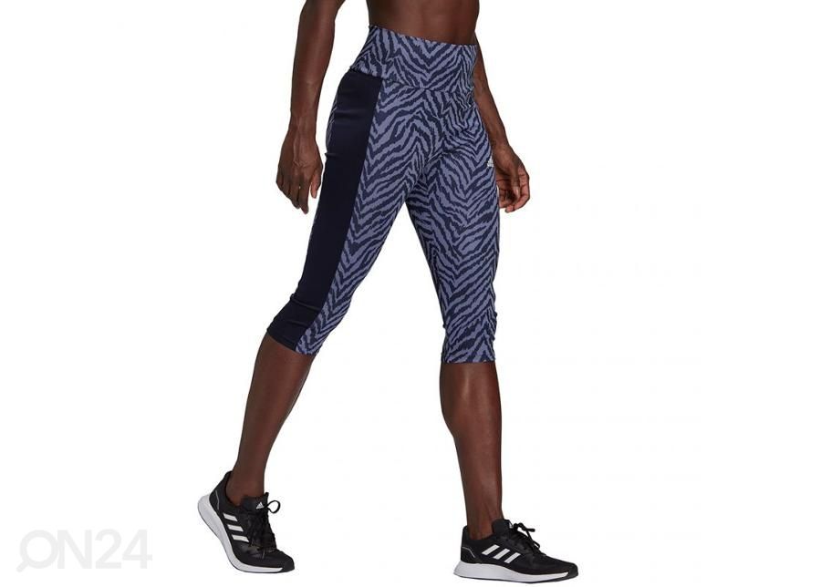 Naisten treenileggingsit Adidas Adidas High-Rise Sport Zebra Capri Tights kuvasuurennos