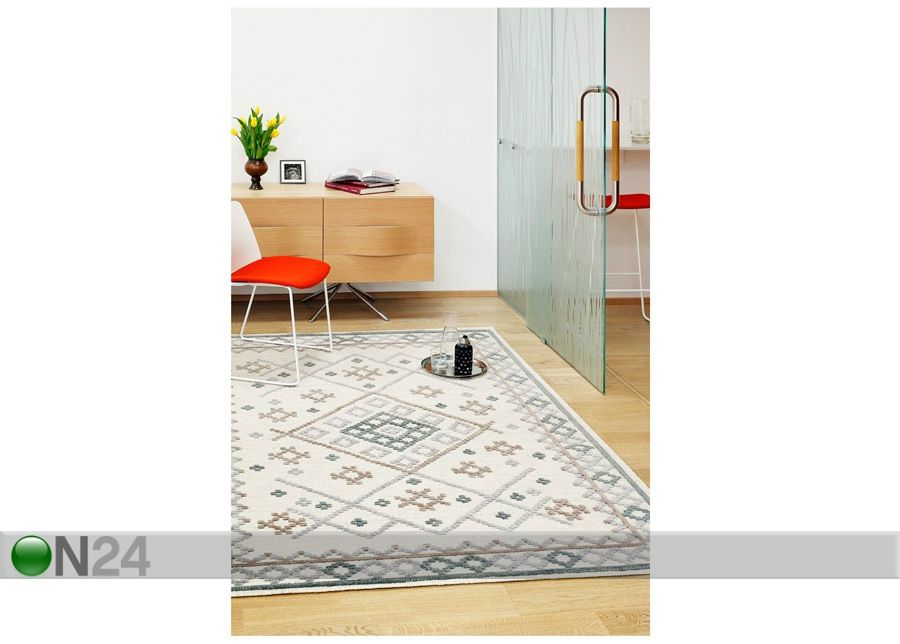 Narma käsinkudottu villamatto Palanga grey-beige 160x230 cm kuvasuurennos
