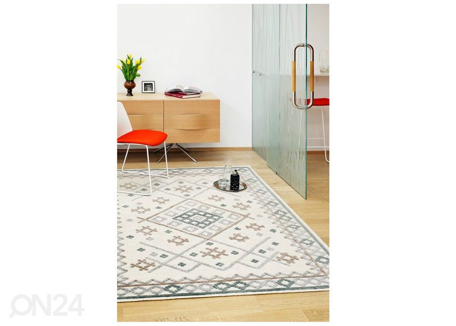 Narma käsinkudottu villamatto Palanga harmaa-beige 160x230 cm kuvasuurennos