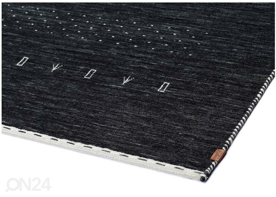 Narma käsinkudottu villamatto Tornio hiilenmusta 140x200 cm kuvasuurennos