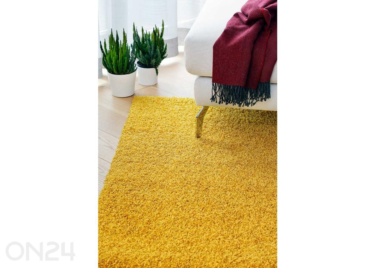 Narma pitkäkarvainen matto Spice™ keltainen pyöreä Ø 133 cm kuvasuurennos