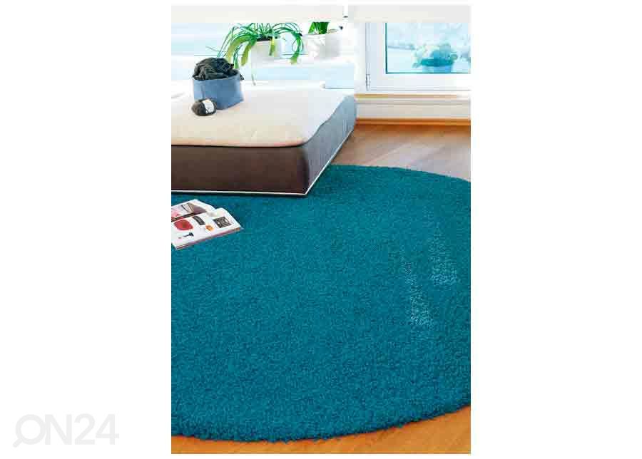 Narma pitkäkarvainen matto Spice™ petrooli pyöreä Ø 133 cm kuvasuurennos