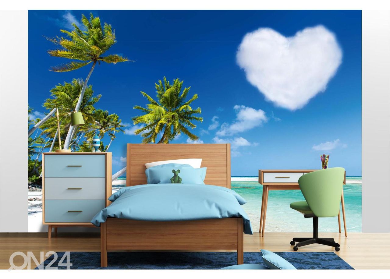 Non-woven kuvatapetti Beach With Heart Cloud kuvasuurennos