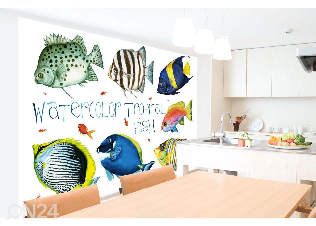 Non-woven kuvatapetti Beige Tropical Fishes kuvasuurennos