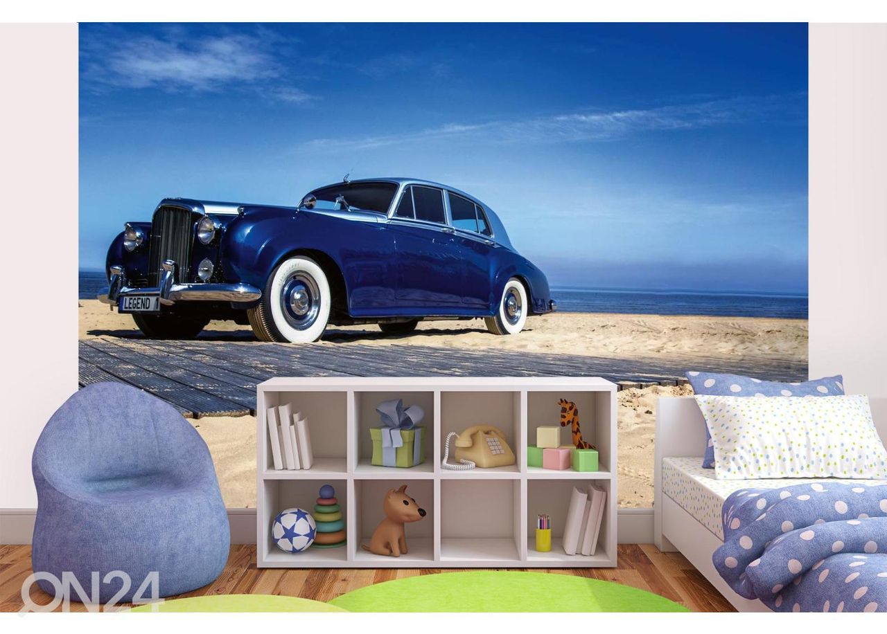 Non-woven kuvatapetti Blue Retro Car kuvasuurennos