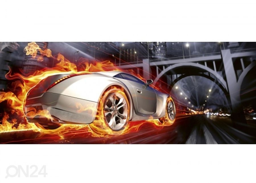 Non-woven kuvatapetti Car in flames 150x250 cm kuvasuurennos