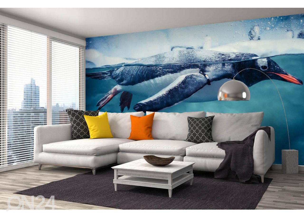 Non-woven kuvatapetti Gentoo Penguin Swimming Marine Life kuvasuurennos