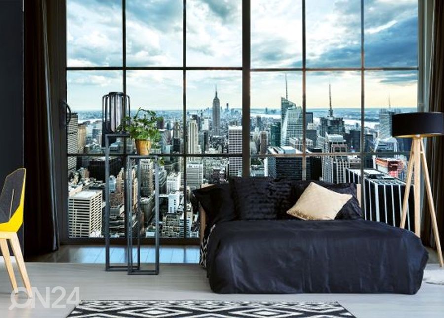 Non-woven kuvatapetti Manhattan window view 225x250 cm kuvasuurennos