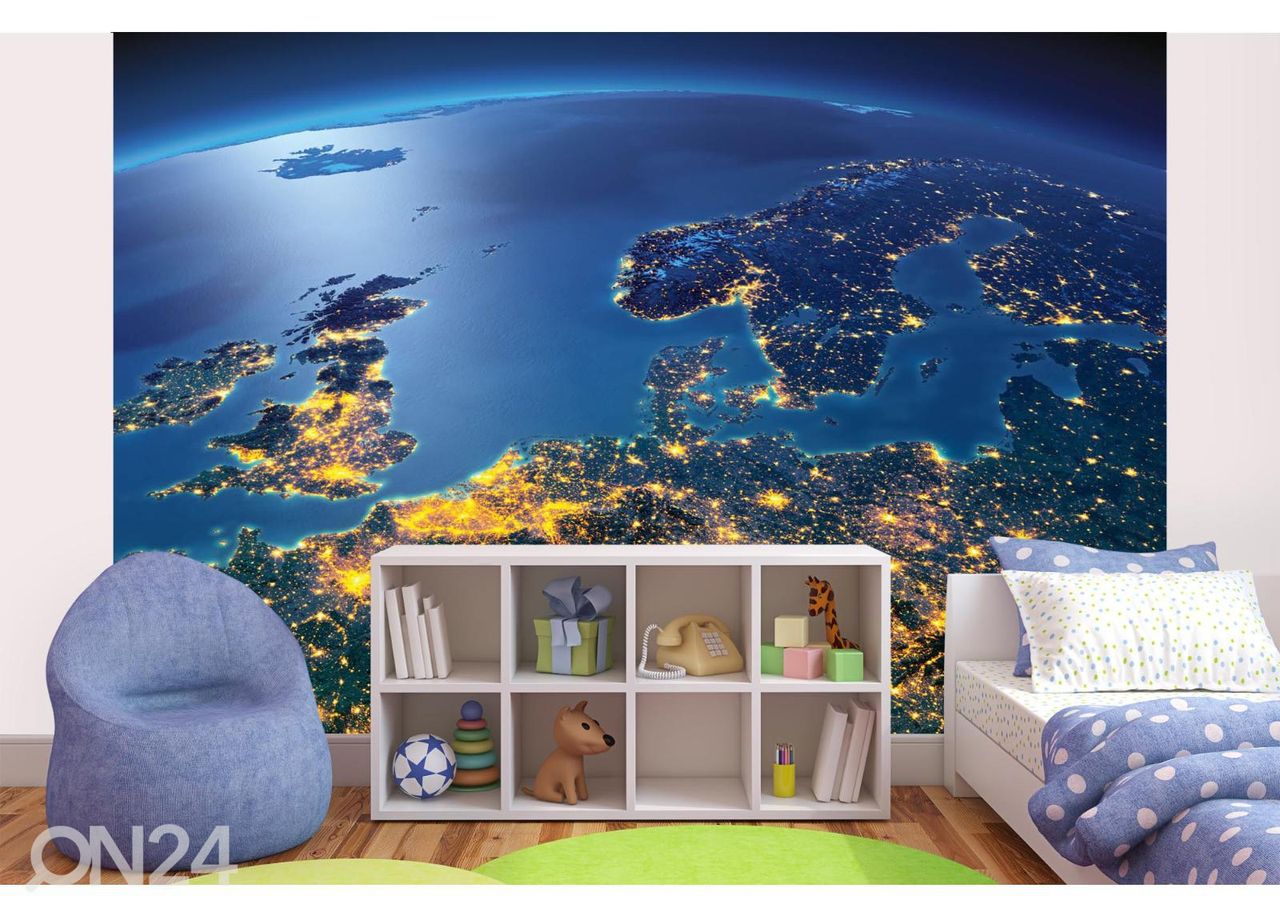 Non-woven kuvatapetti Night Europe From Space kuvasuurennos