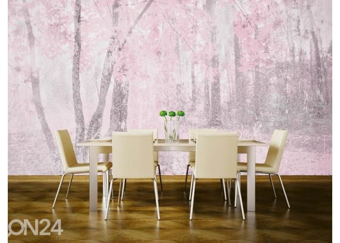 Non-woven kuvatapetti Pink Forest Abstract 150x250 cm kuvasuurennos