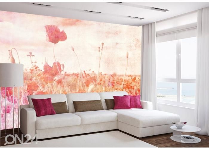 Non-woven kuvatapetti Poppies Abstract 150x250 cm kuvasuurennos