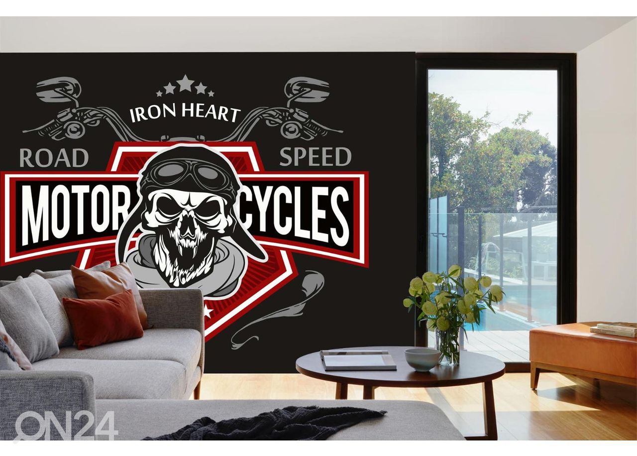 Non-woven kuvatapetti Retro Biker Skull kuvasuurennos