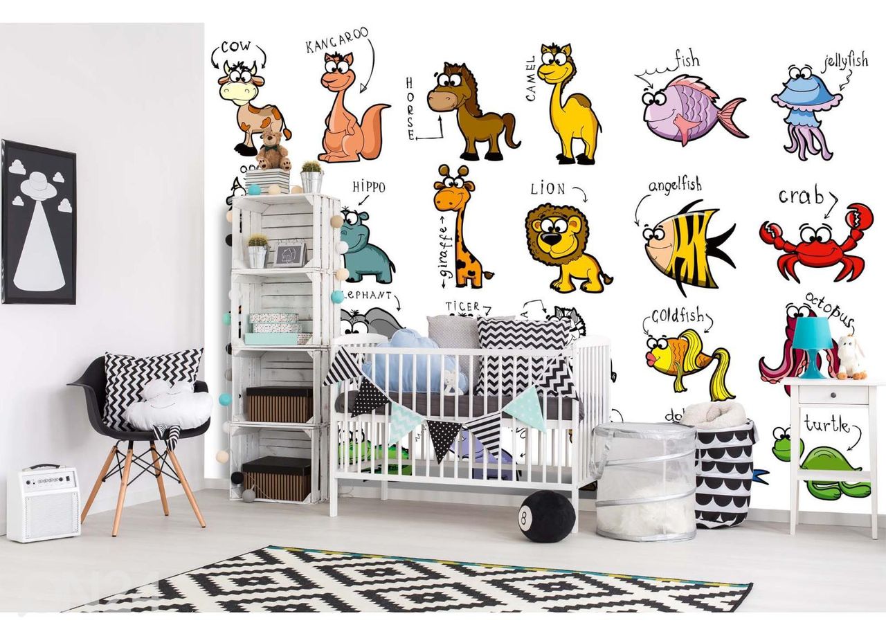 Non-woven kuvatapetti Set Of Animals kuvasuurennos