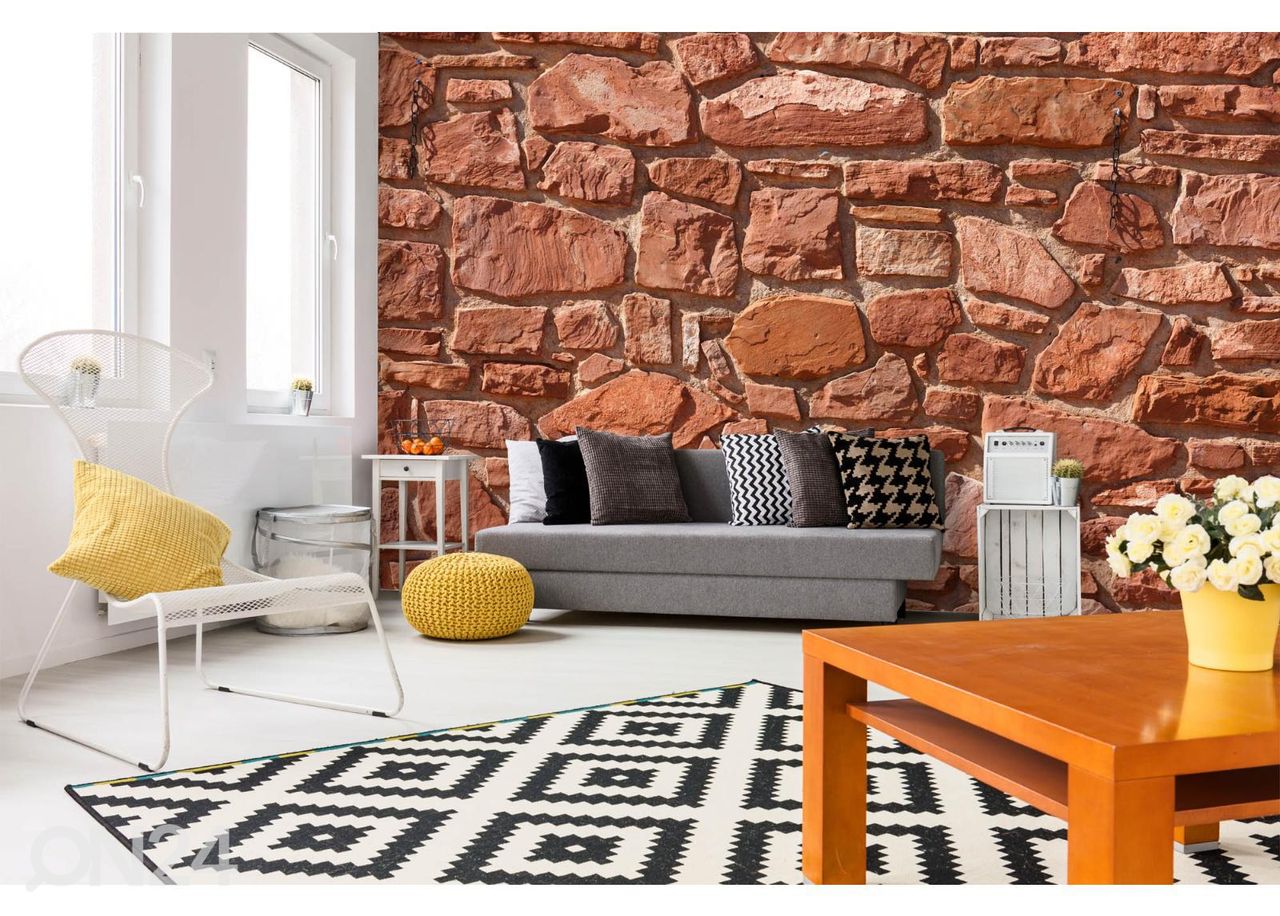 Non-woven kuvatapetti Stone Wall Texture Pattern kuvasuurennos