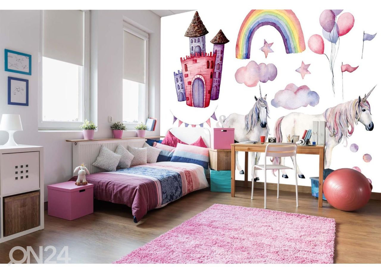 Non-woven kuvatapetti Unicorns And Rainbow kuvasuurennos