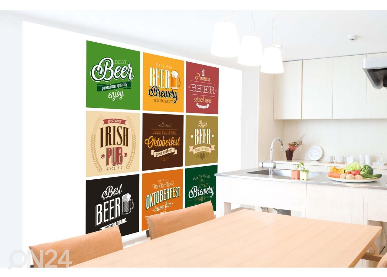 Non-woven kuvatapetti Vintage Beer Set kuvasuurennos