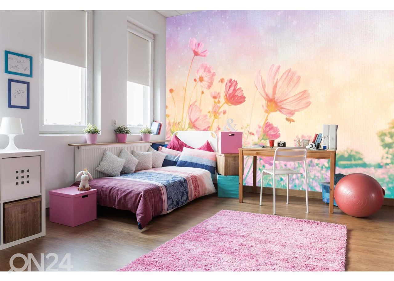 Non-woven kuvatapetti Vintage Pastel Flowers kuvasuurennos