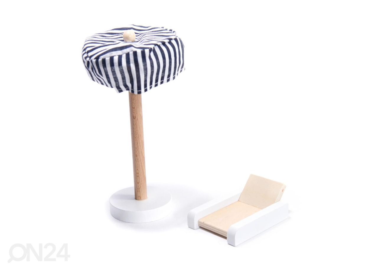 Nukkekoti + huonekalut ja LED-valot 78 cm kuvasuurennos