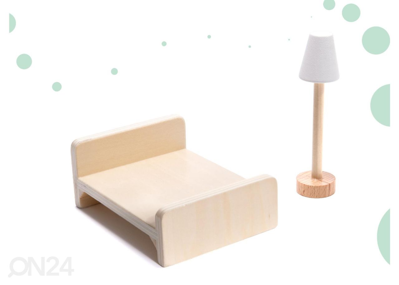 Nukkekoti + huonekalut ja LED-valot 78 cm Boho kuvasuurennos