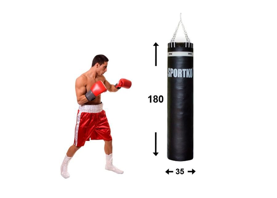 Nyrkkeilysäkki nahkaa Olympic 35x180cm SportKO kuvasuurennos