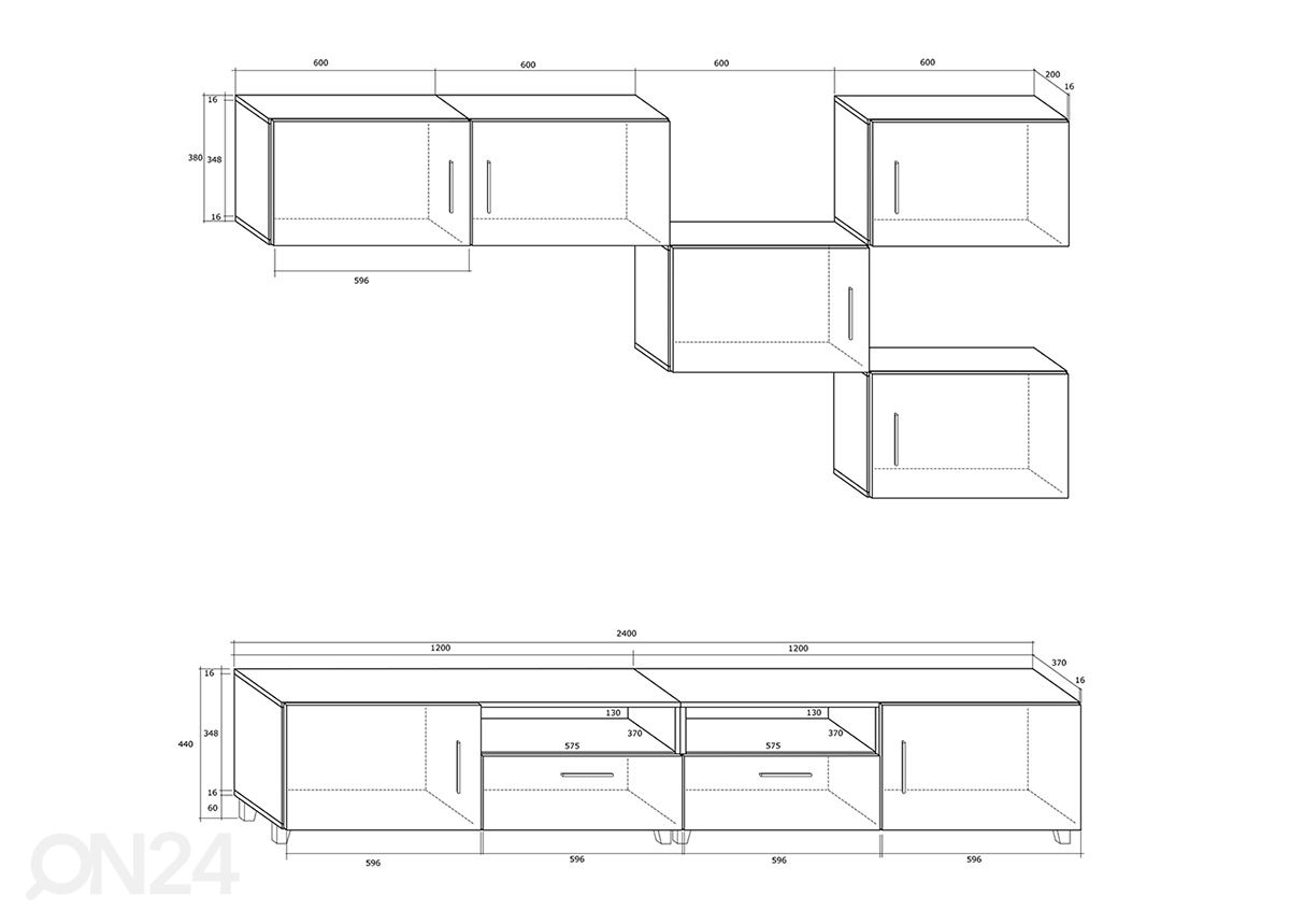 Olohuoneen kalusteet 240 cm kuvasuurennos