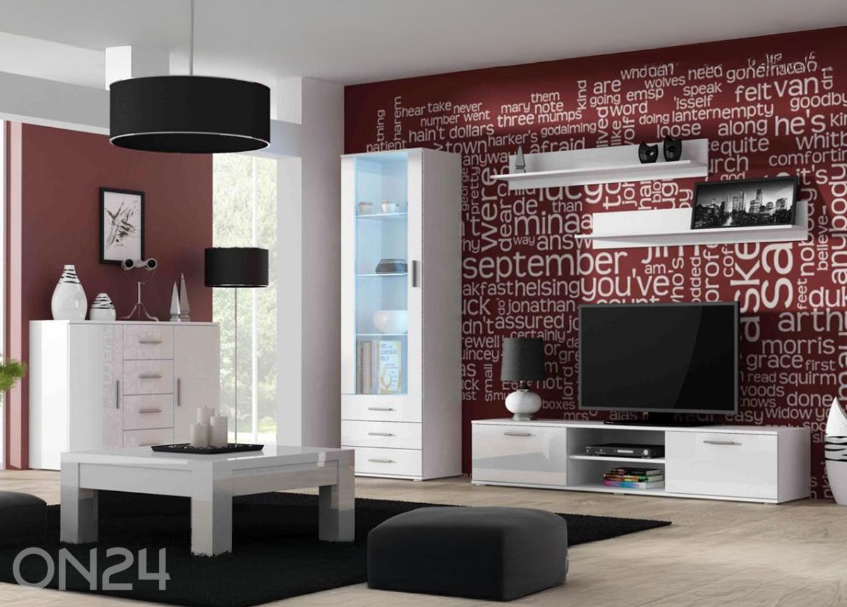 Olohuoneen kalusteet + valaistus kuvasuurennos