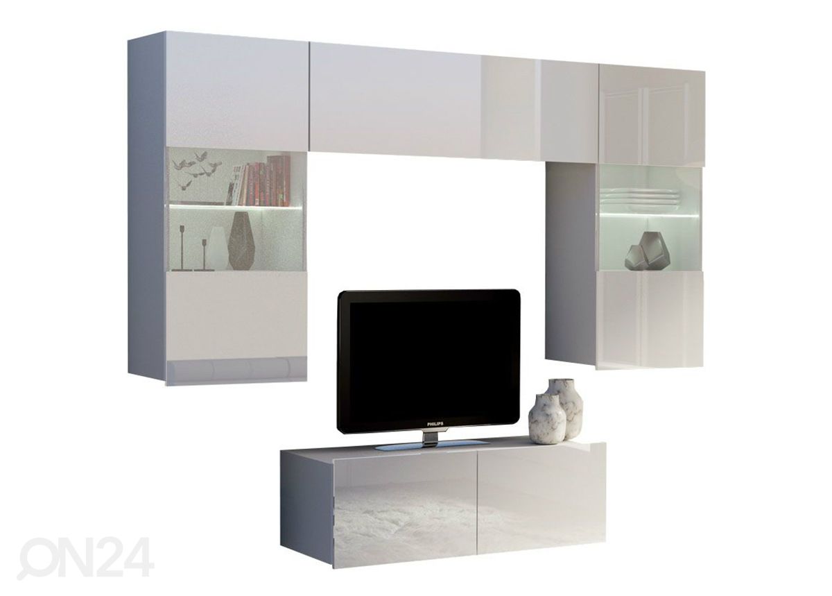 Olohuoneen kalusteryhmä 195 cm + LED-valaistus kuvasuurennos