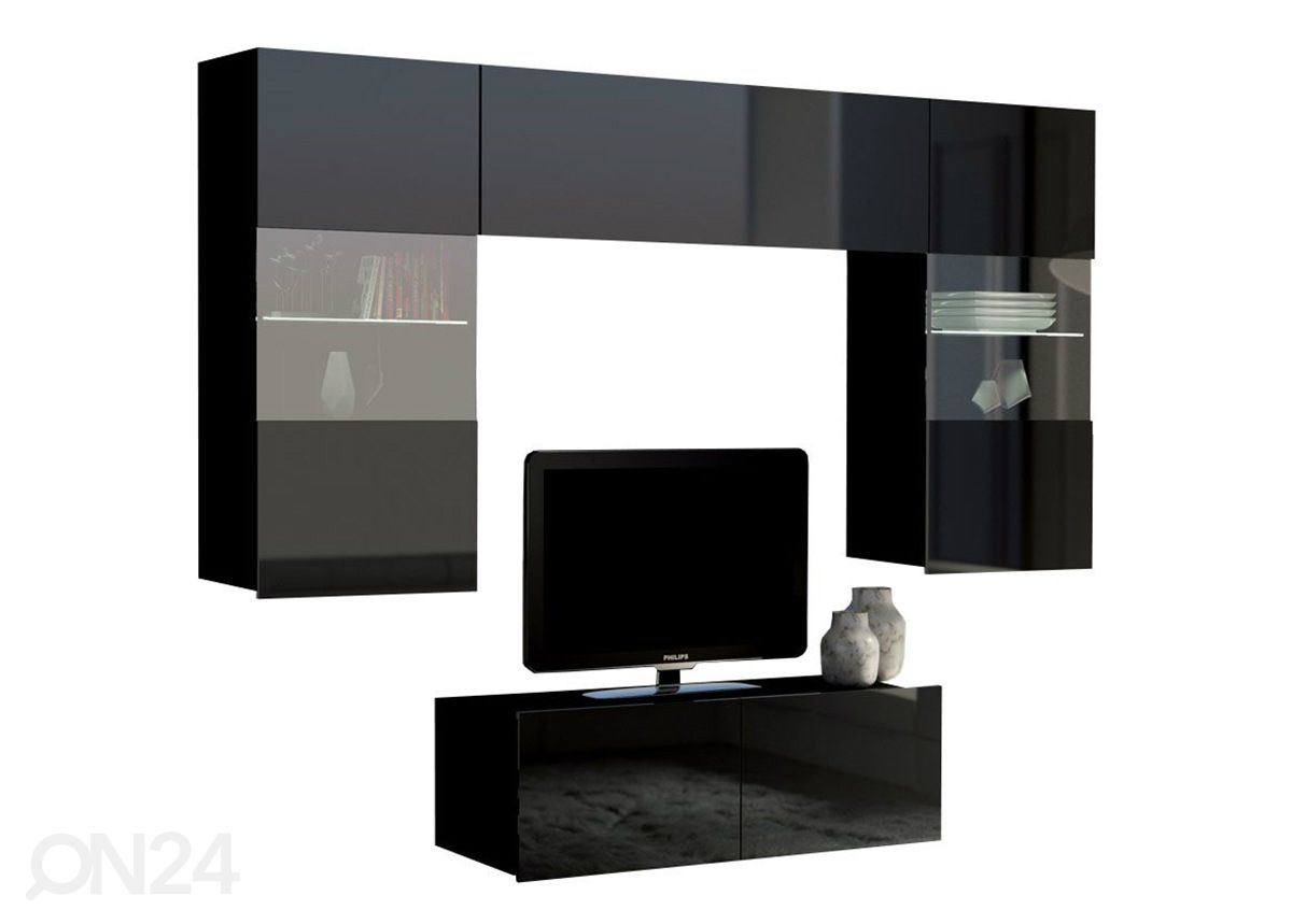 Olohuoneen kalusteryhmä 195 cm + LED-valaistus kuvasuurennos