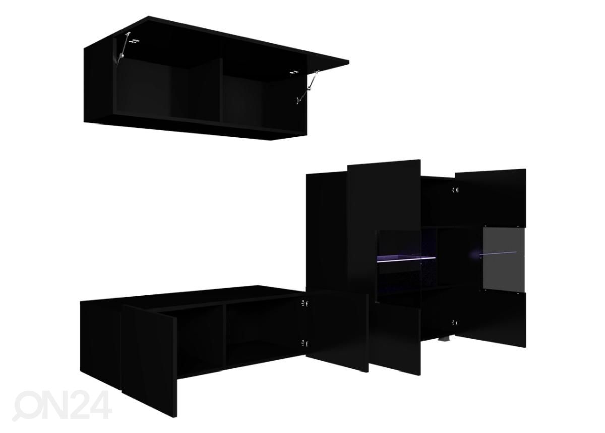 Olohuoneen kalusteryhmä 200 cm + LED-valaistus kuvasuurennos