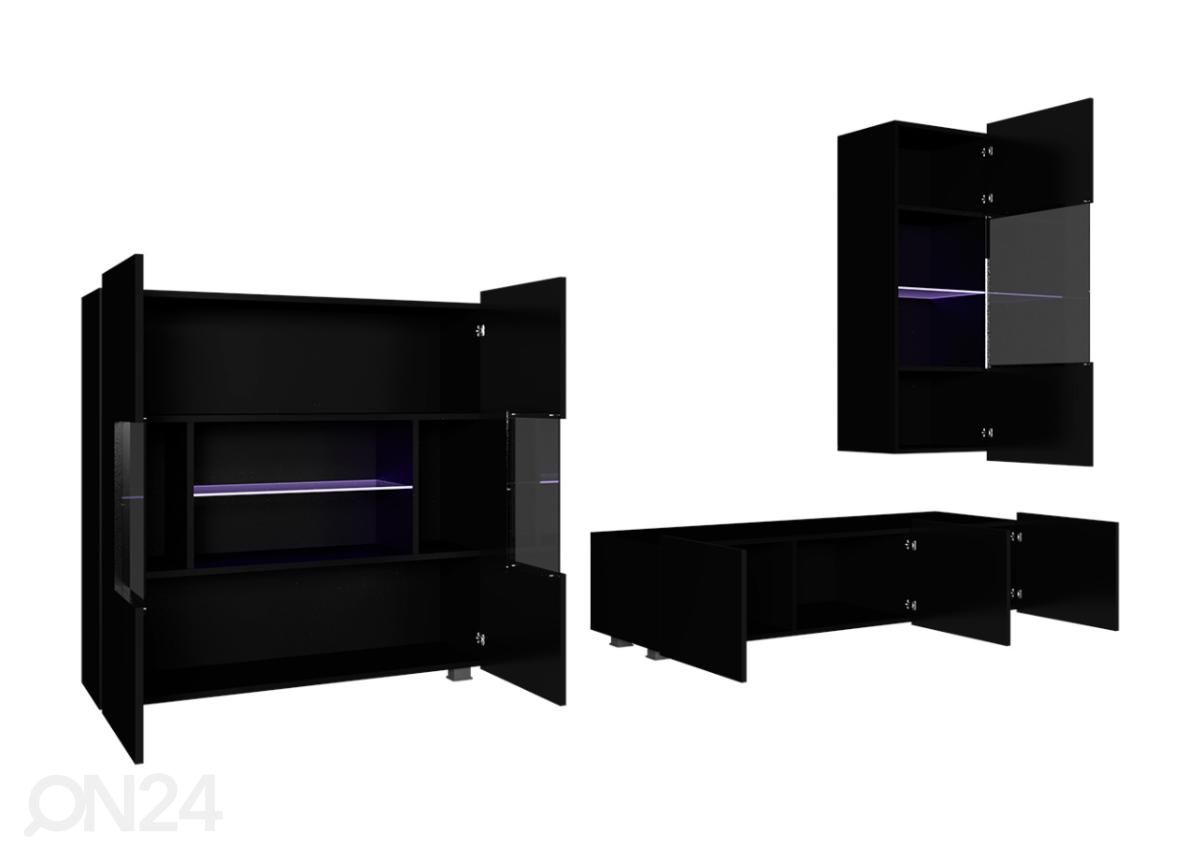 Olohuoneen kalusteryhmä 250 cm + LED-valaistus kuvasuurennos