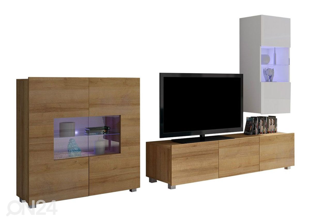 Olohuoneen kalusteryhmä 250 cm + LED-valaistus kuvasuurennos