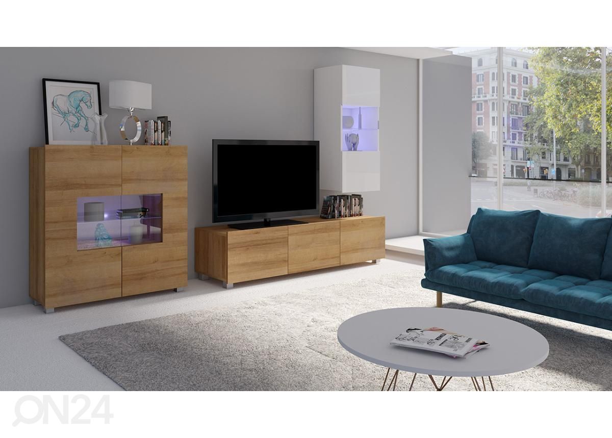 Olohuoneen kalusteryhmä 250 cm + LED-valaistus kuvasuurennos