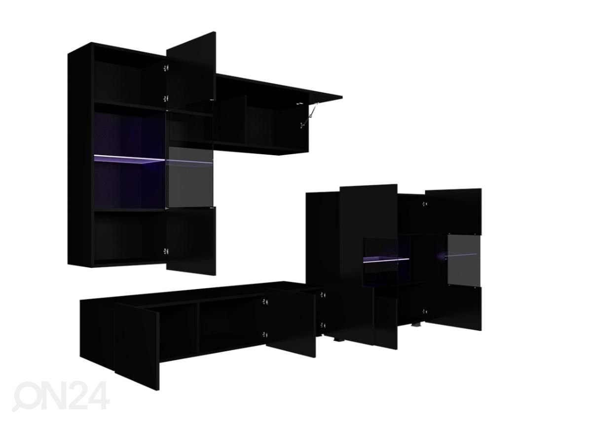 Olohuoneen kalusteryhmä 250 cm + LED-valaistus kuvasuurennos