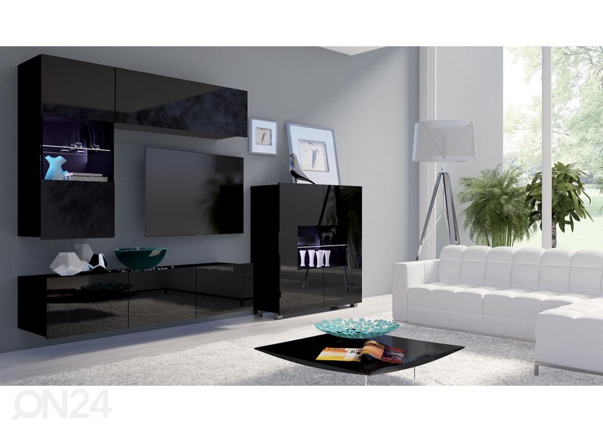 Olohuoneen kalusteryhmä 250 cm + LED-valaistus kuvasuurennos