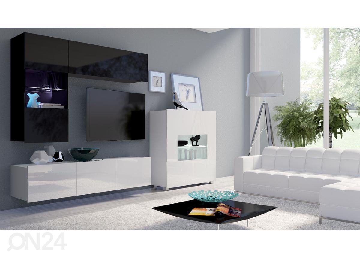 Olohuoneen kalusteryhmä 250 cm + LED-valaistus kuvasuurennos