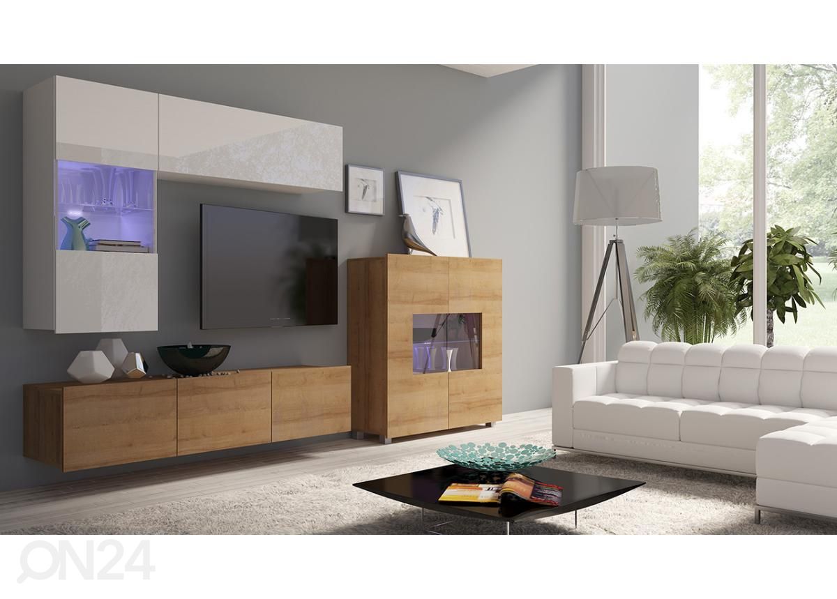 Olohuoneen kalusteryhmä 250 cm + LED-valaistus kuvasuurennos