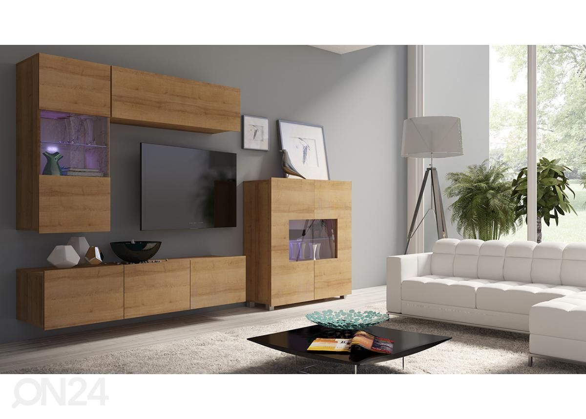 Olohuoneen kalusteryhmä 250 cm + LED-valaistus kuvasuurennos