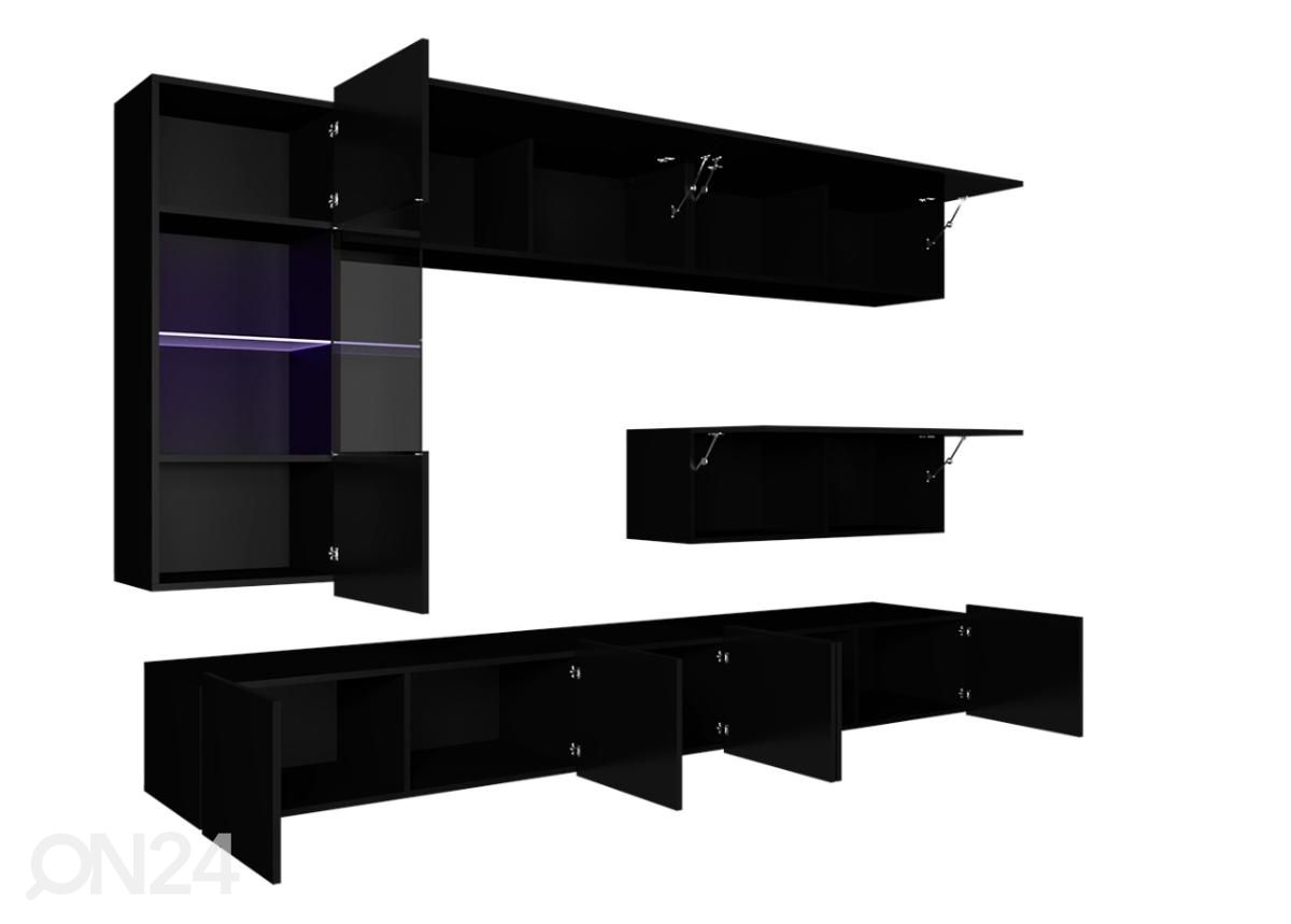 Olohuoneen kalusteryhmä 255 cm + LED valaistus kuvasuurennos