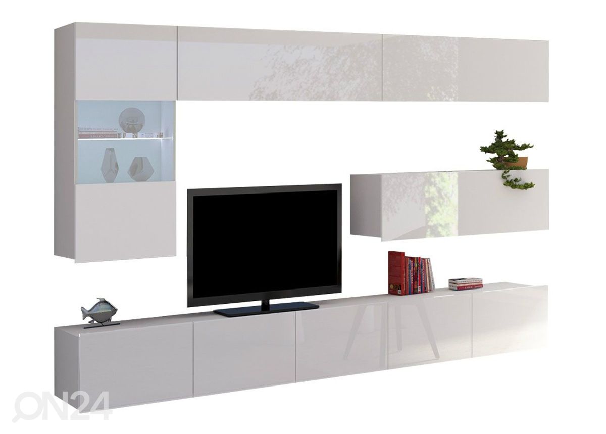 Olohuoneen kalusteryhmä 255 cm + LED valaistus kuvasuurennos