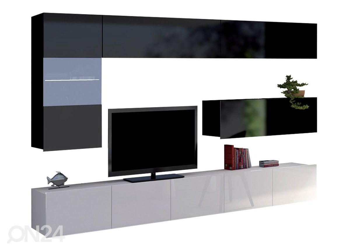 Olohuoneen kalusteryhmä 255 cm + LED valaistus kuvasuurennos