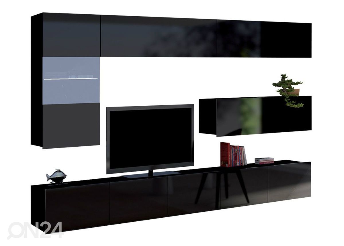 Olohuoneen kalusteryhmä 255 cm + LED valaistus kuvasuurennos