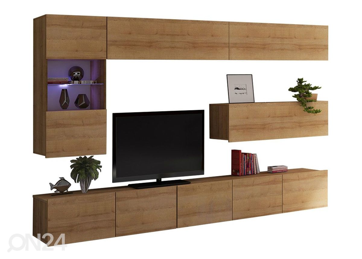 Olohuoneen kalusteryhmä 255 cm + LED valaistus kuvasuurennos